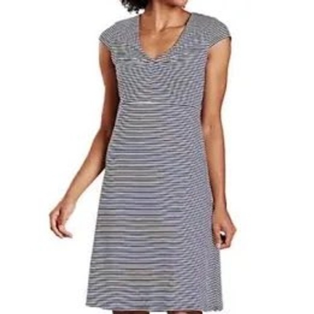 Toad&Co Rosemarie Dress in Blue and White Stripe Size Small Granola Girl Casual